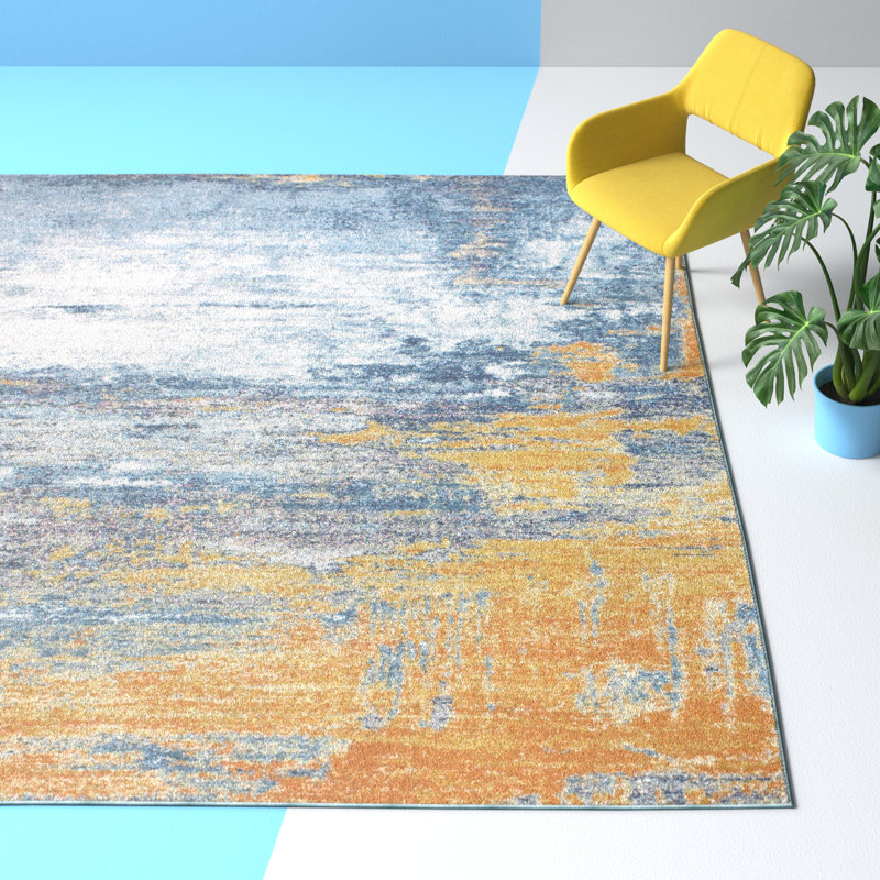 Hashtag Home Coughlin Abstract Blue/Tangerine Area Rug & Reviews Wayfair